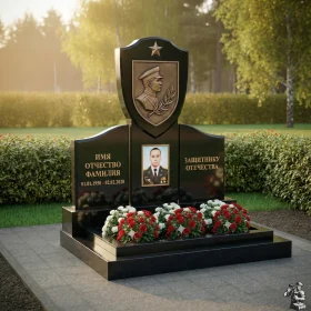 Элитный вертикальный гранитный светский памятник - ПН179