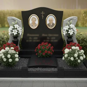 Элитный Гранитный памятник вертикальный с крестом - ПН199