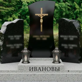 Гранитный мемориальный комплекс вертикальный с крестом - ПН212