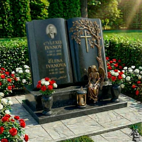 Элитный гранитный памятник для двоих - ПН236