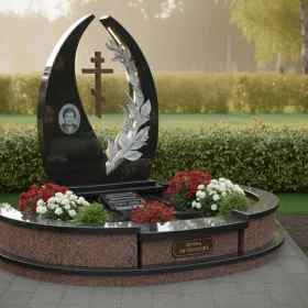 Элитный Гранитный православный вертикальный памятник - ПН374