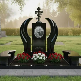 Элитный Гранитный двойной православный памятник - ПН382