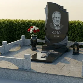 Православный гранитный мемориал с крестом - ПН463