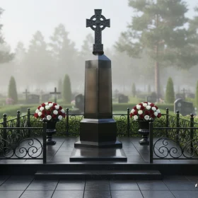 Вертикальный гранитный памятник для одного - ПН677