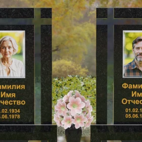 Вертикальный Гранит|Стекло памятник с крестом - П248