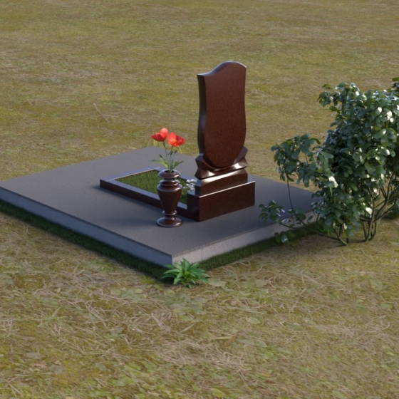 Фигурный вертикальный памятник-щит из гранита, гранит Лезниковский, вид 4