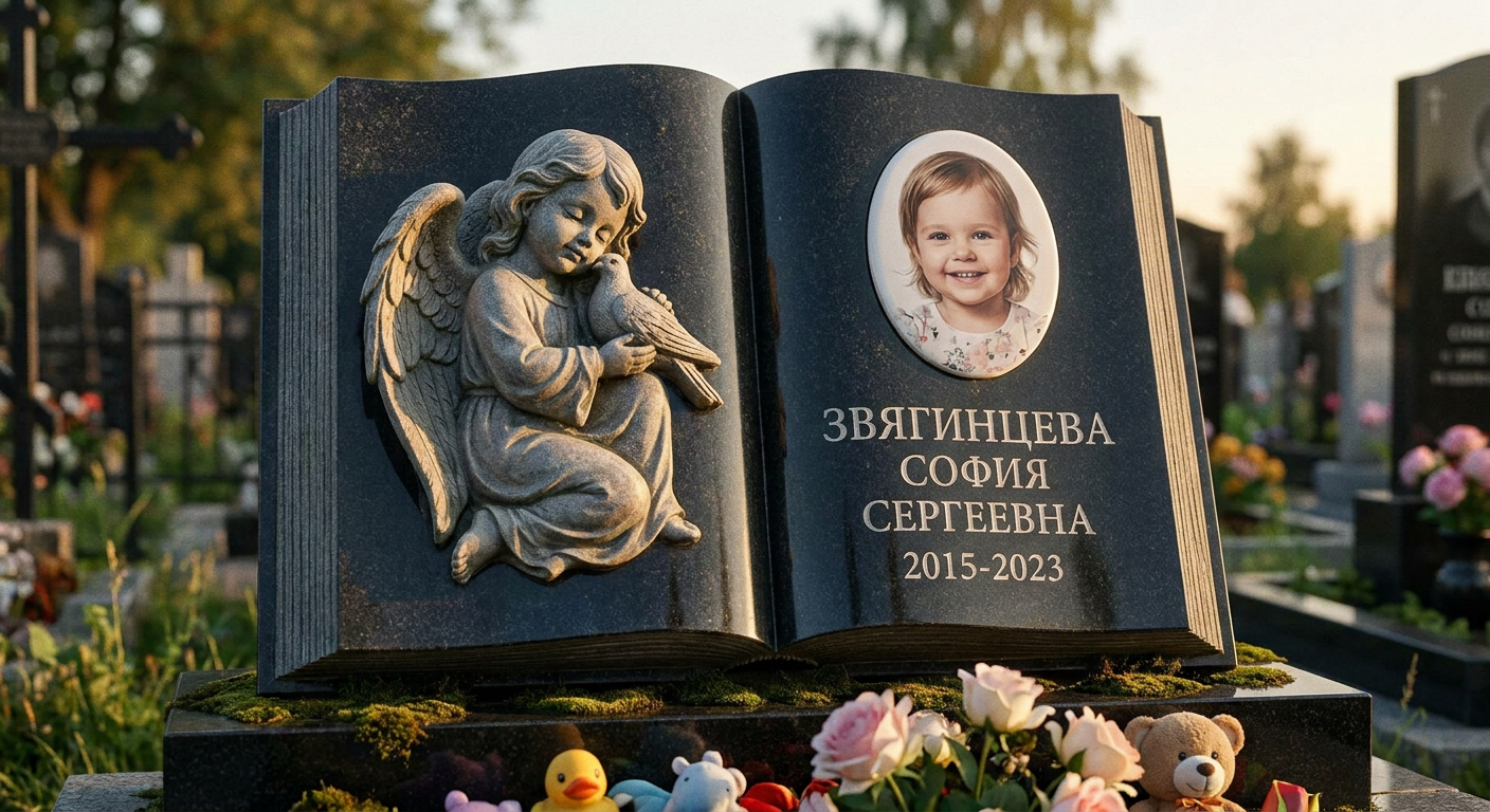 Пример дизайна: Детский памятник в форме книги