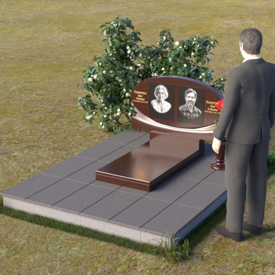 Гранитный овальный памятник с постаментом
