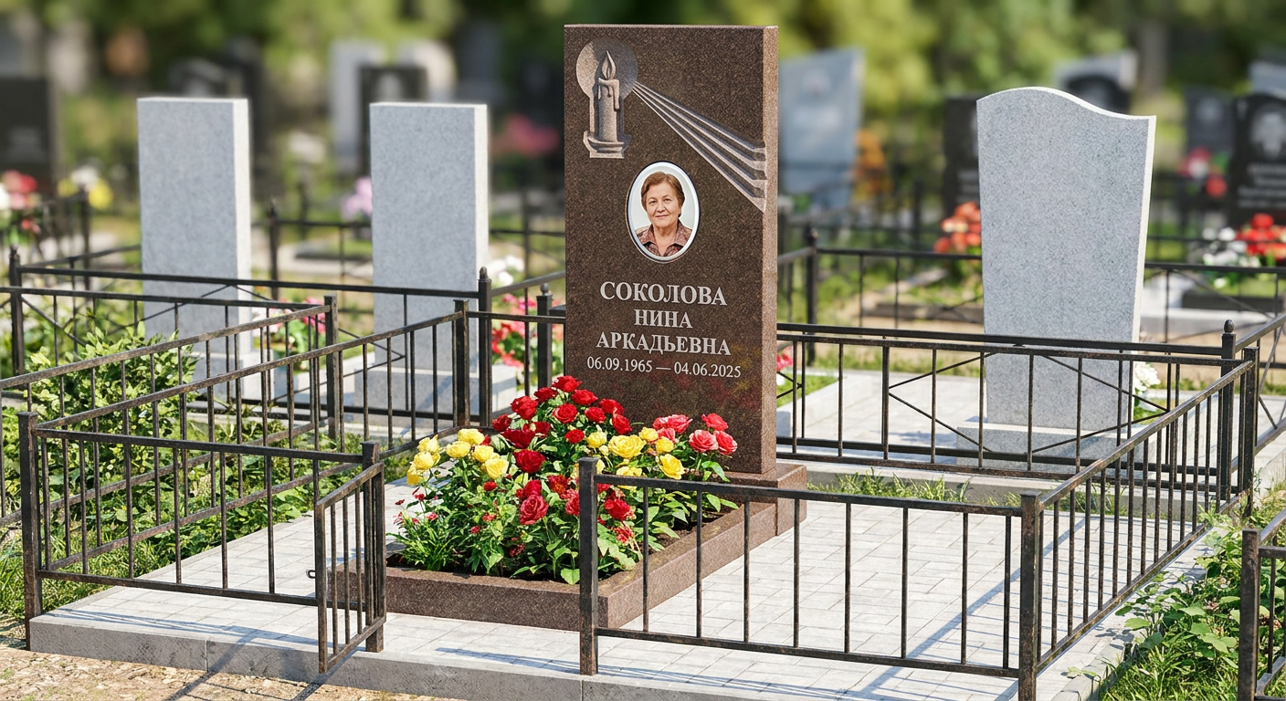 Пример дизайна: Памятник с горящей свечой из дымовского гранита