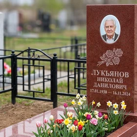 Комбинированный памятник фигурный с крестом, ограда с шарами