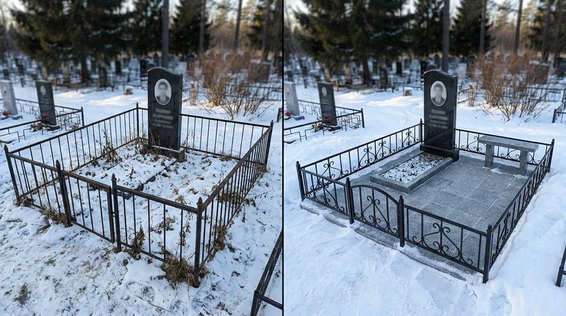 Благоустройство могилы в Норильске — пример 1